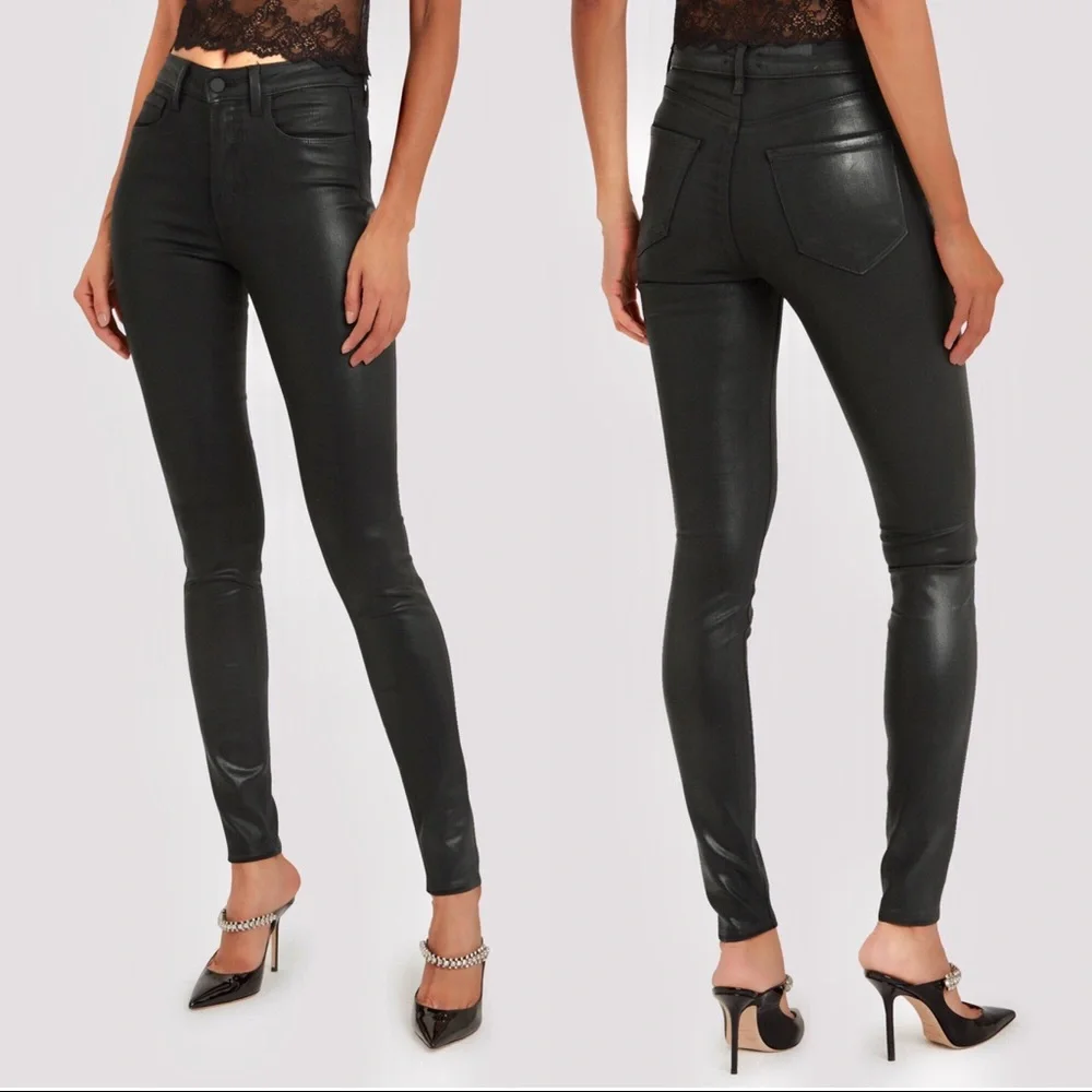 L’AGENCE Marguerite High Rise Skinny Jeans in Black Coated - Picture 8 of 8